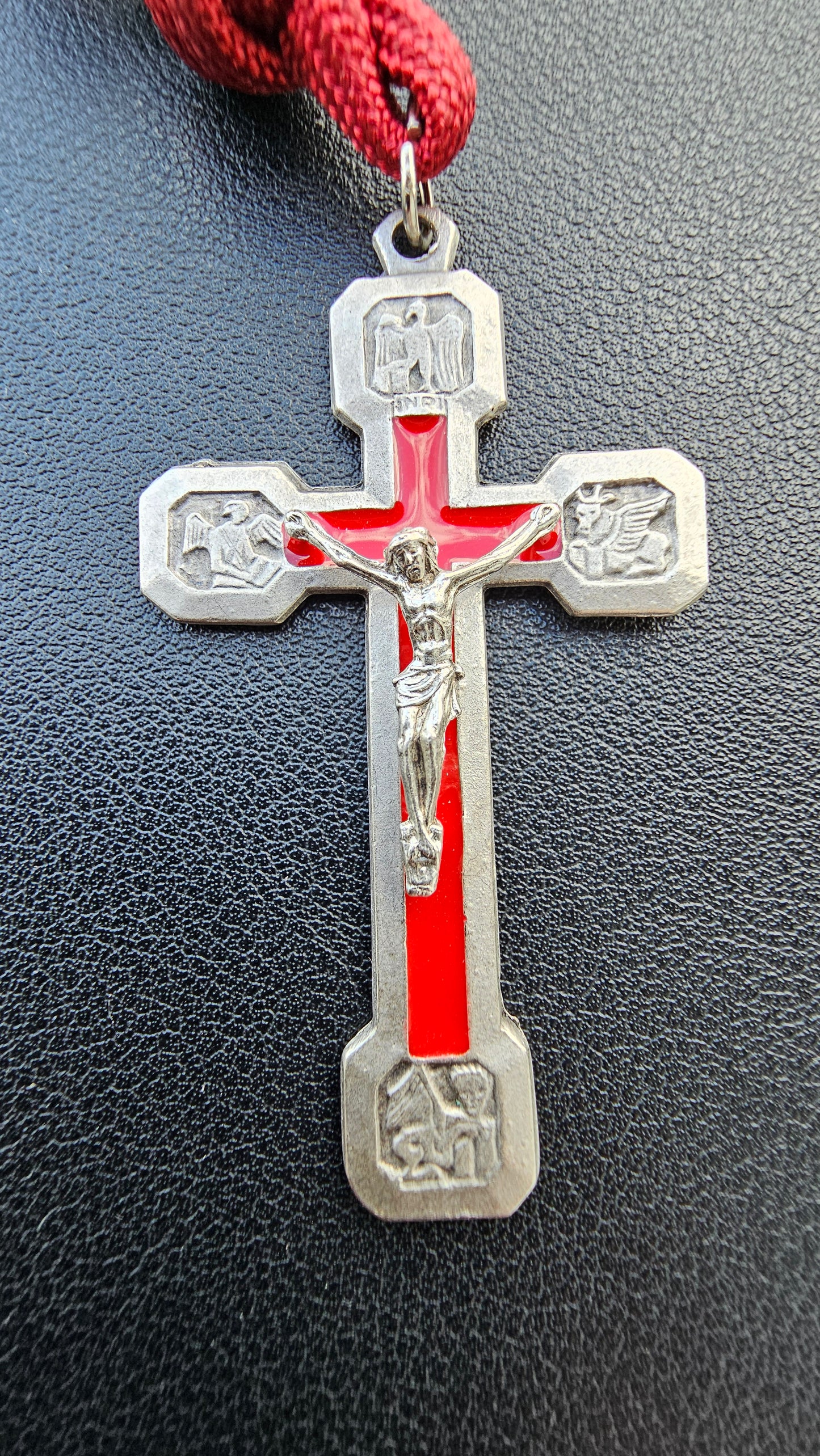 Via Crucis Rosary – Red Paracord & Steel