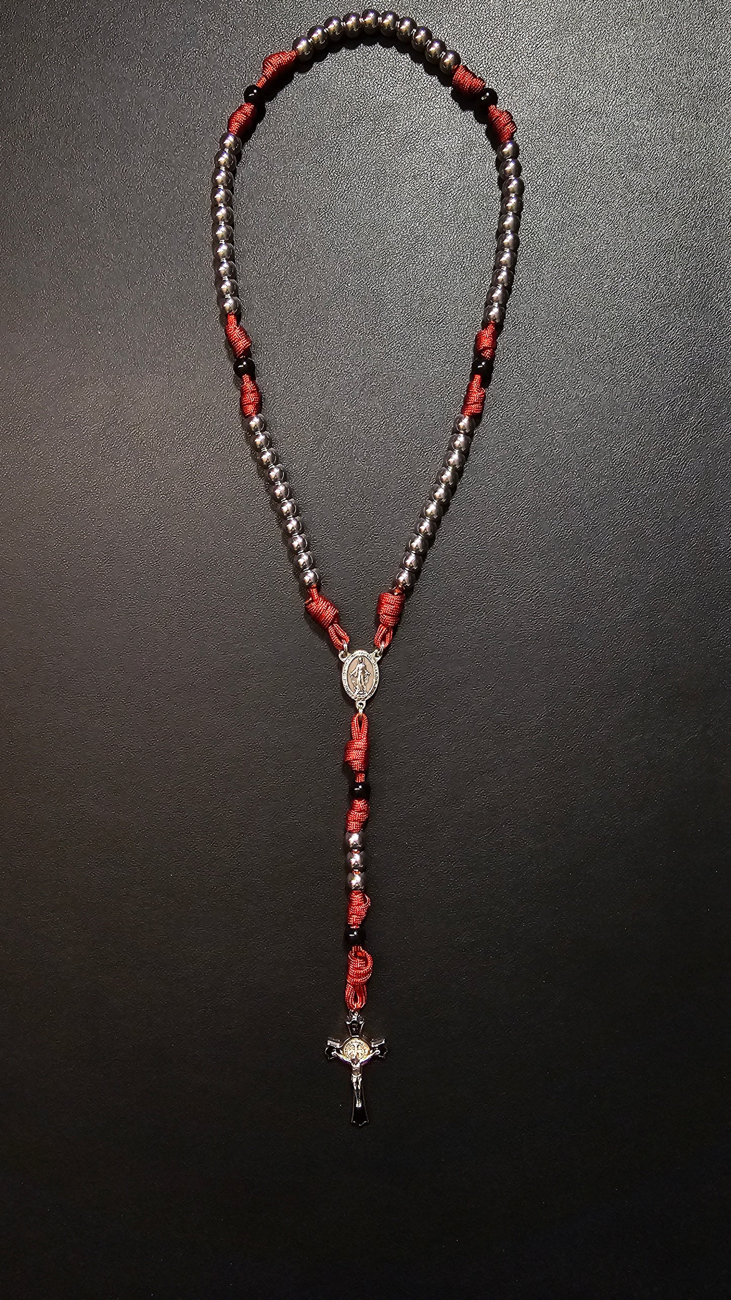 Passion Rosary – Red Paracord & Steel