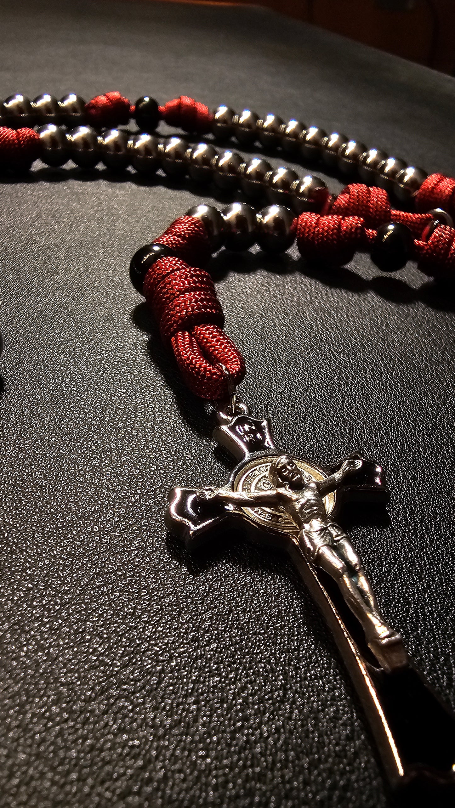 Passion Rosary – Red Paracord & Steel