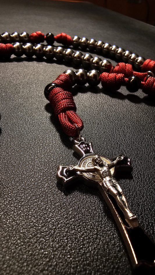 Passion Rosary – Red Paracord & Steel