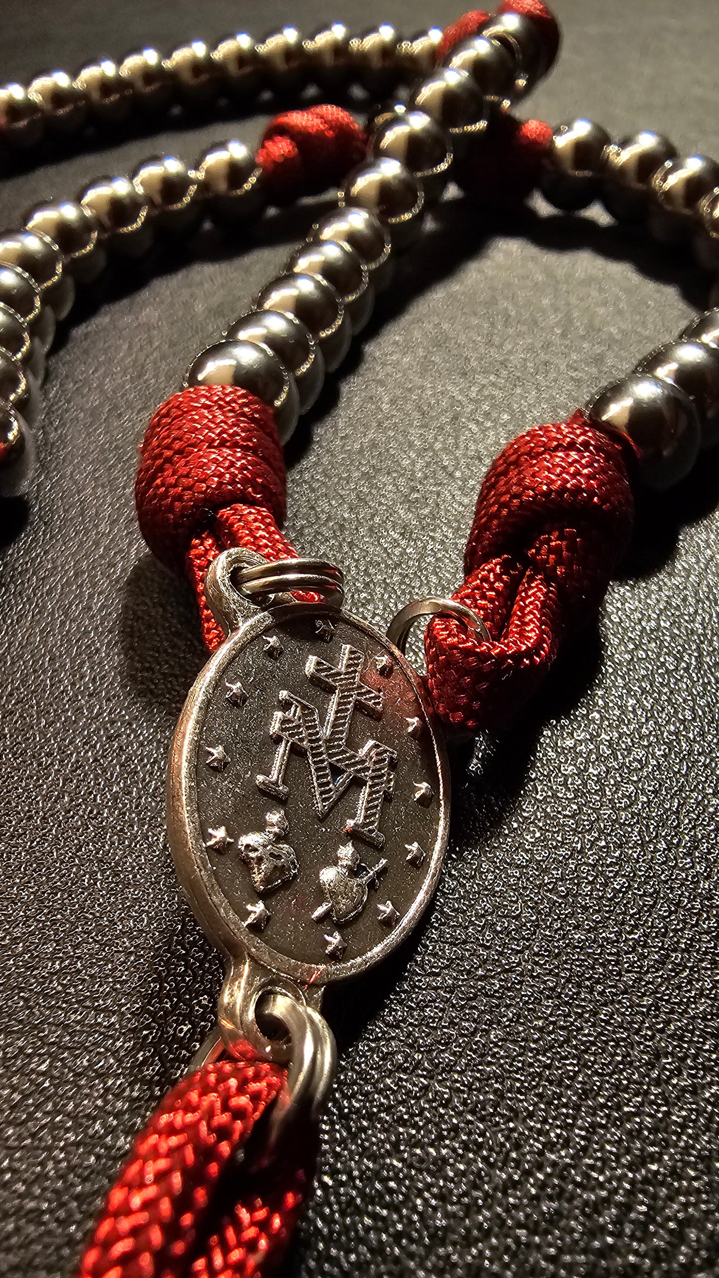 Passion Rosary – Red Paracord & Steel