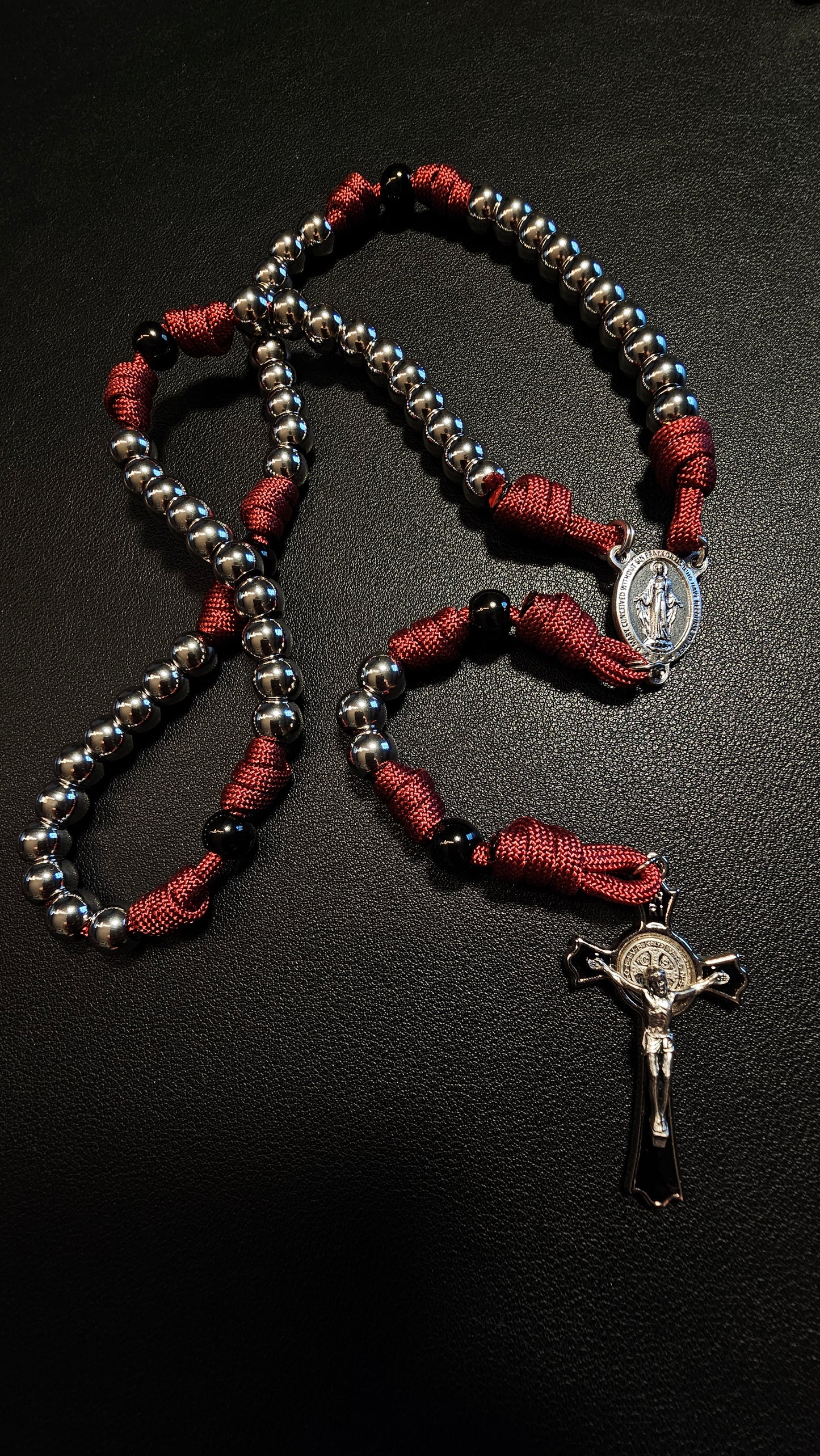 Passion Rosary – Red Paracord & Steel
