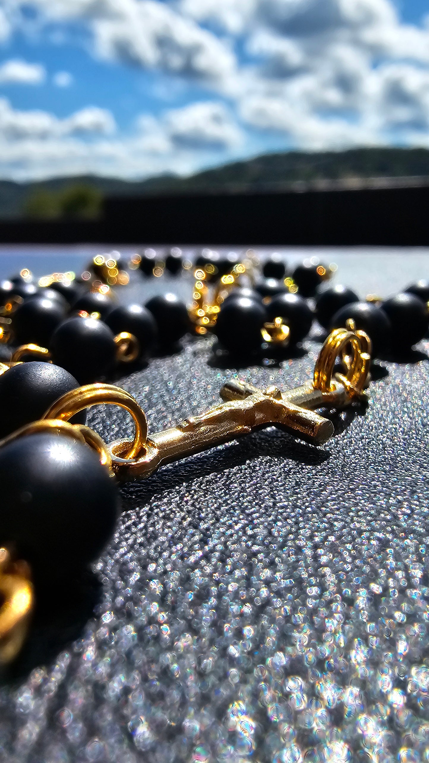 Black & Gold Crucifix-Marker Rosary