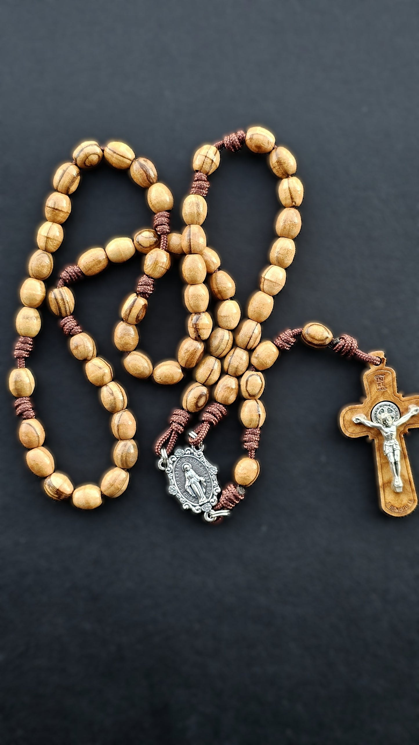 Sacred Olive Rosary | Hand-Carved Olive Wood from Bethlehem