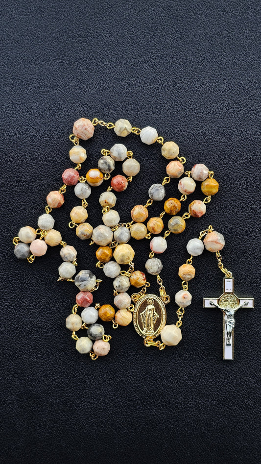 Radiant Onyx Rosary – Handcrafted with Gold and Enamel Accents