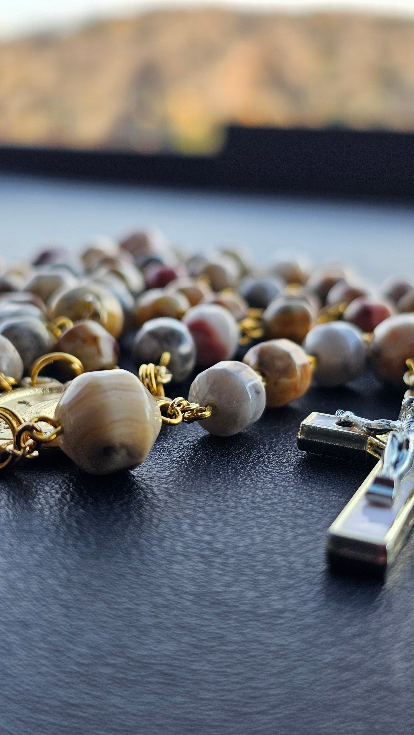 Radiant Onyx Rosary – Handcrafted with Gold and Enamel Accents