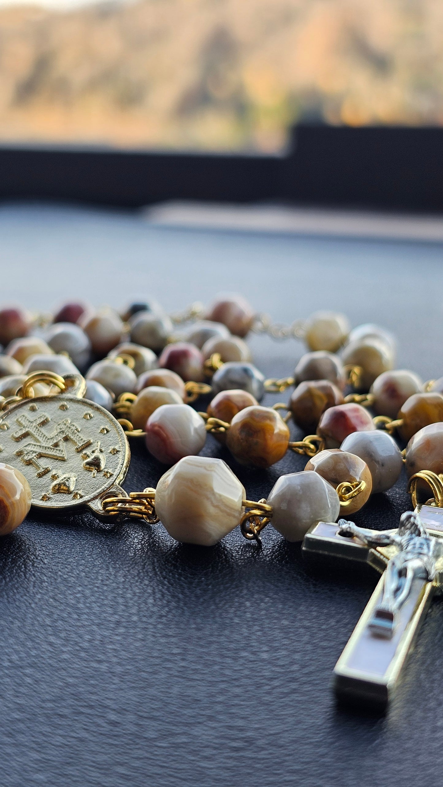 Radiant Onyx Rosary – Handcrafted with Gold and Enamel Accents