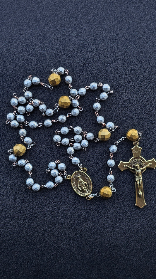 Humble Grace Rosary – Matte Faceted Beads & Bronze Finish
